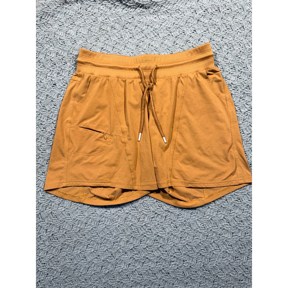 Zyia Active Everywhere Shorts Mustard Yellow Drawstring Pockets Womens L